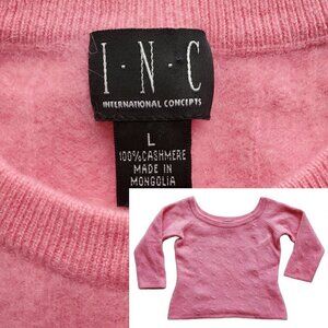 INC Girls 100% Cashmere Barbie Pink Sweater Size L
